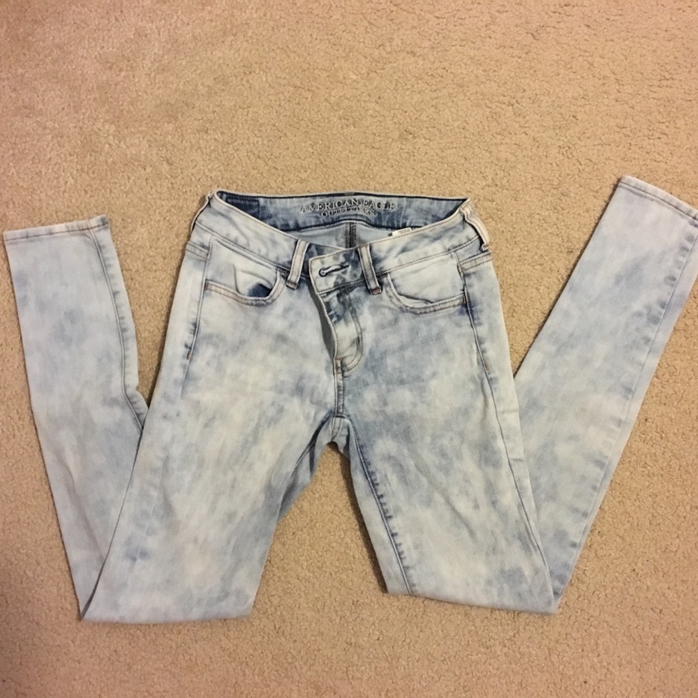 AE acid wash jeggings